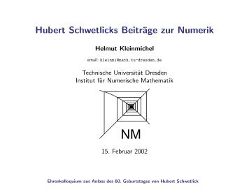 Folien des Festvortrages von Helmut Kleinmichel als pdf