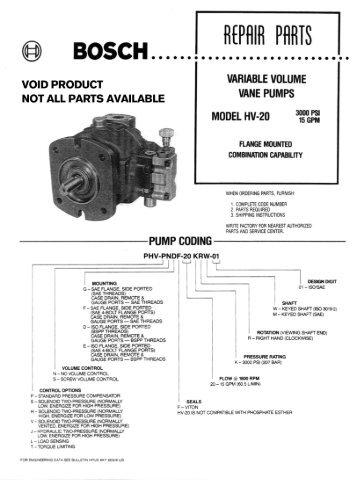 PHV 20 Variable Volume 01 Design - Bosch Rexroth