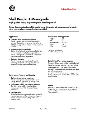 Shell Rimula X Monograde - Corrib Oil