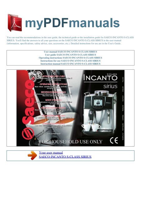 saeco incanto cleaning