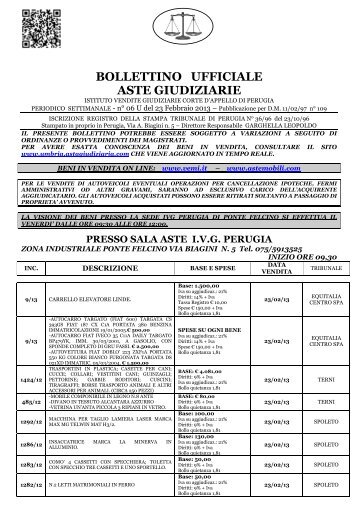 BOLLETTINO UFFICIALE ASTE GIUDIZIARIE - IVG Perugia
