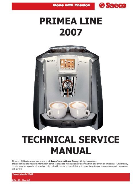 TECHNICAL SERVICE MANUAL PRIMEA LINE 2007