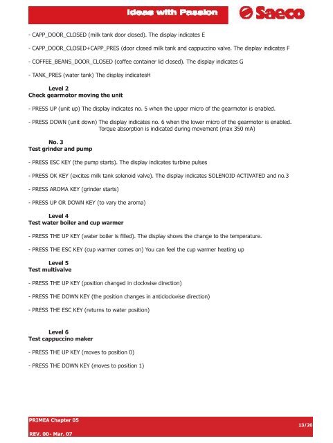 TECHNICAL SERVICE MANUAL PRIMEA LINE 2007