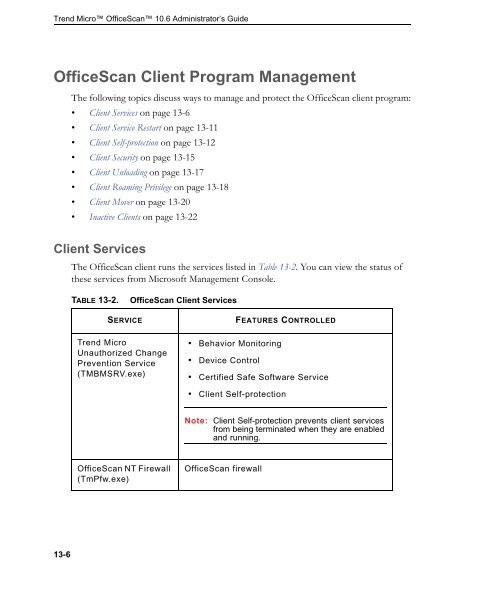OfficeScan 10.6 Administrator's Guide - Trend Micro™ Online Help