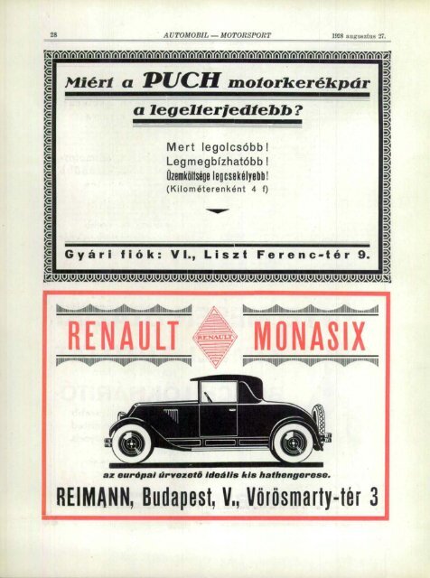 Automobil motorsport 1928 3. évfolyam 16. szám - EPA