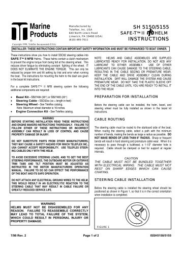 TELEFLEX NFB-SAFE-T-II Steering System Instruction - L-36 Fleet