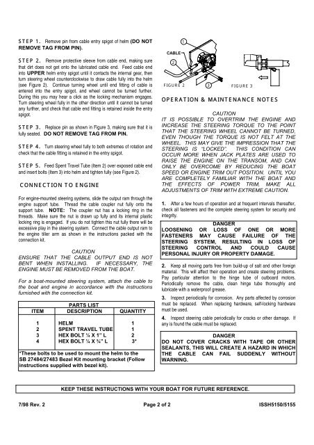 TELEFLEX NFB-SAFE-T-II Steering System Instruction - L-36 Fleet