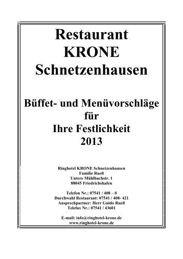 Restaurant KRONE Schnetzenhausen Büffet- und Menüvorschläge ...