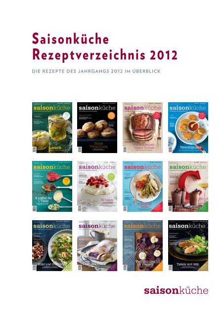 Saisonküche Rezeptverzeichnis 2012