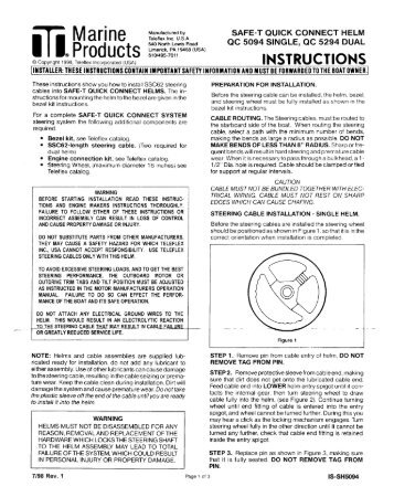 Teleflex Safe-T QC Steering System Instruction Manual - Safety Marine