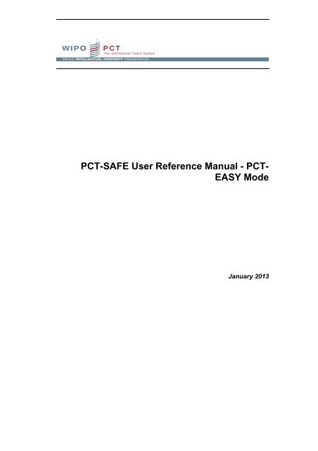 Pct Safe User Reference Manual Pct Easy Mode Wipo