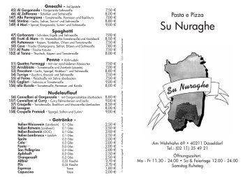 Speisekarte hier auch im Pdf-Format - Pizzeria Su Nuraghe