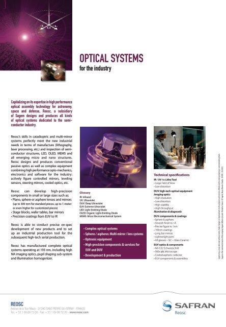 Optical systems for industry - Sagem