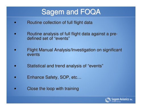 SAGEM FOQA Hardware & Software