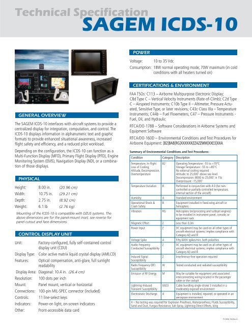 Technical Specification SAGEM ICDS-10 - Styles & Scribbles
