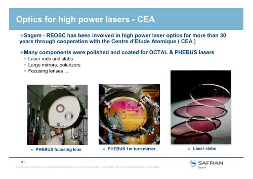 REOSC High Power Laser Optics