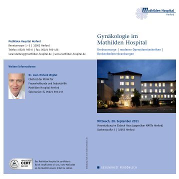 Gynäkologie im Mathilden Hospital - Mathilden Hospital Herford