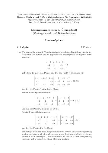 Lösungsskizzen zum 6. ¨Ubungsblatt - Institut für Mathematik ...