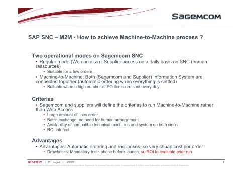 SAP SNC (Supply Network Collaboration) Machine-2 ... - Sagemcom
