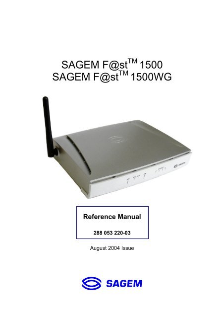 SAGEM F@st 1500 SAGEM F@st 1500WG - Support