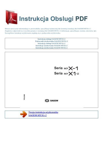 Instrukcja obsÅ‚ugi SAGEM MYX1-2 - INSTRUKCJA OBSLUGI PDF