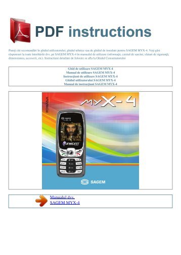 Ghid de utilizare SAGEM MYX-4 - PDF INSTRUCTIONS: InstrucÅ£iuni ...