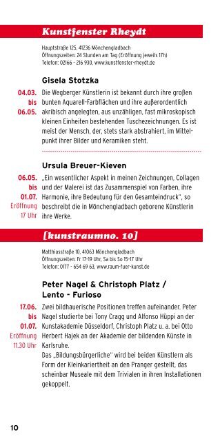 April bis Juni 2012 - c/o Kunst in und aus Mönchengladbach