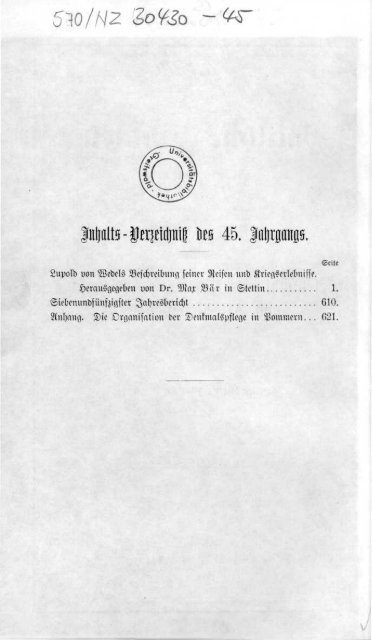 Baltische Ktudien. - Digitalisierte Bestände der UB Greifswald