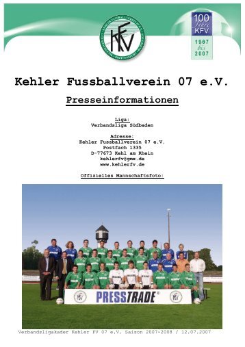 Kehler Fussballverein 07 e.V. - Fußballverein Kehl 07 EV: Homepage
