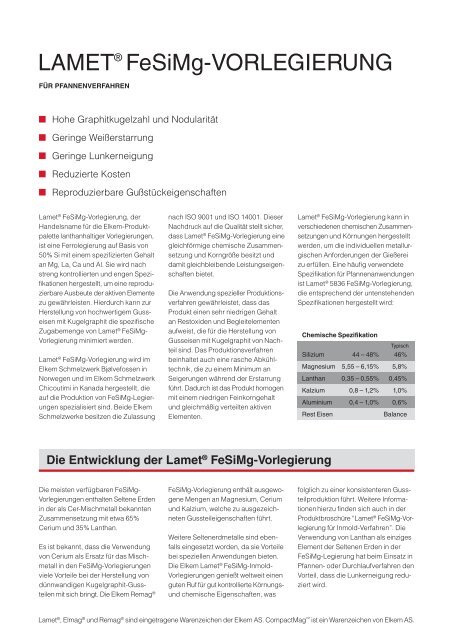 LAMET® FeSiMg VORLEGIERUNG - Elkem