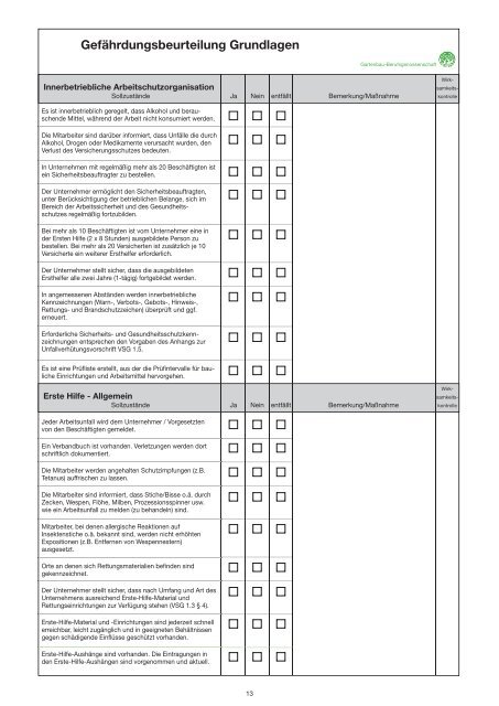 Gefährdungsbeurteilungen - Arbeitssicherheit und ...