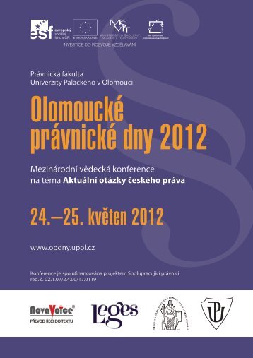 Aktuální otázky českého práva - Olomoucké právnické dny 2012 ...
