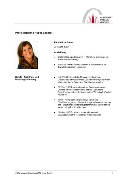 Profil Marianne Huber-Lederer - MAM