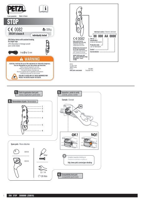 WARNING - Petzl