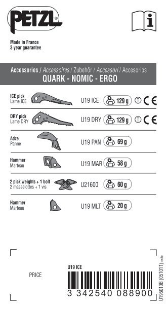 Accessories for QUARK, NOMIC & ERGO - Petzl