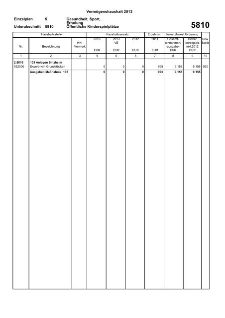 Haushaltsplan 2013 (PDF) - Gemeinde Sinzheim