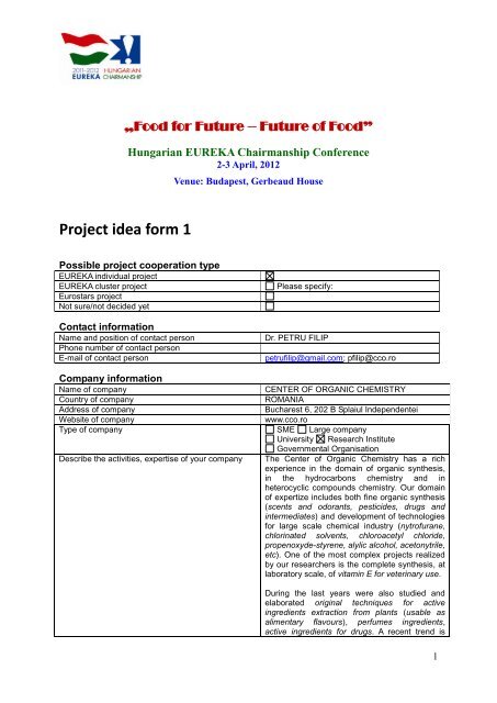 Project idea form 1 - ENEA UT-AGRI