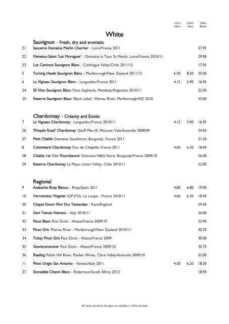 The Farm House Wine List - Elite Pubs