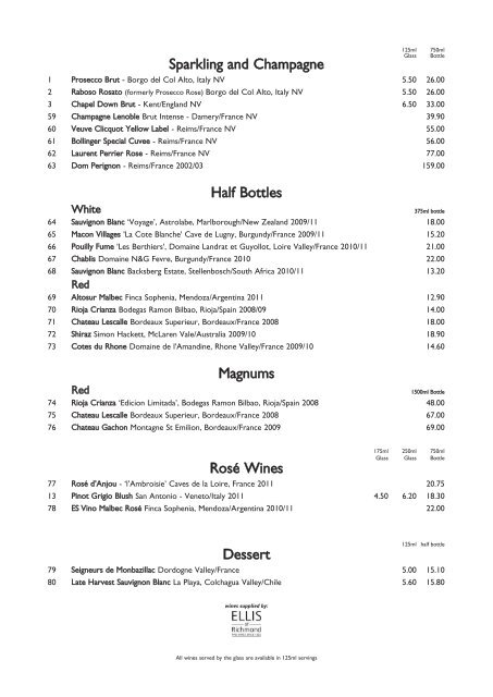 The Farm House Wine List - Elite Pubs