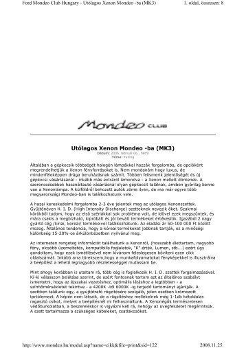 Utólagos Xenon Mondeo -ba (MK3) - Ford Mondeo Club Hungary