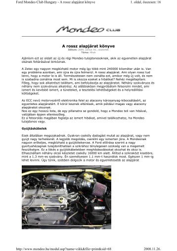 A rossz alapjárat könyve - Ford Mondeo Club Hungary