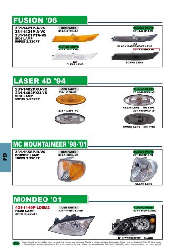 fusion '06 laser 4d '94 mondeo '01 mc mountaineer '98 - Depo