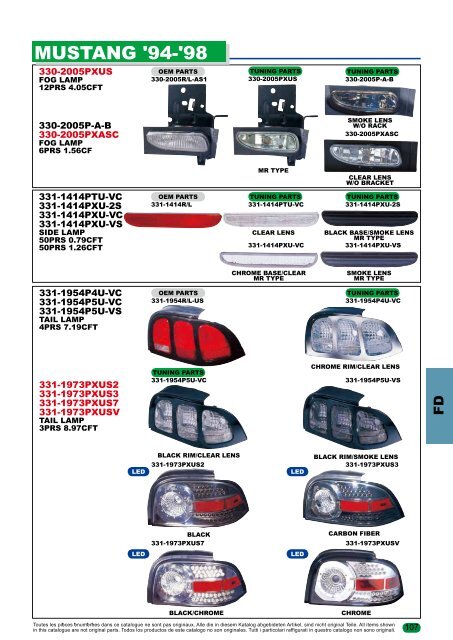 fusion '06 laser 4d '94 mondeo '01 mc mountaineer '98 - Depo