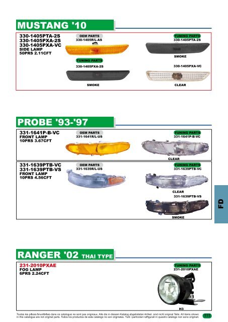 fusion '06 laser 4d '94 mondeo '01 mc mountaineer '98 - Depo