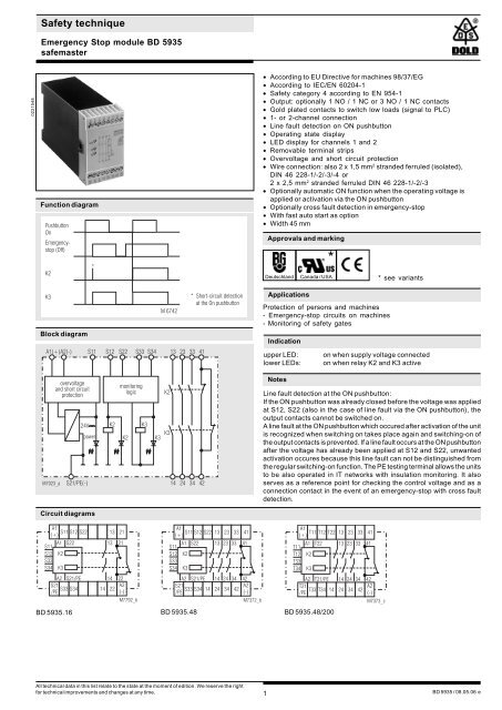 Dold Emergency Stop Monitor BD5935 - United Automation, Inc.