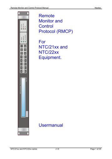 RMCP manual for Newtec NTC/21xx and NTC/22xx equipment