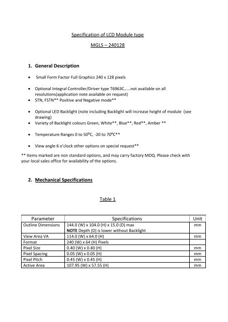 MGLS240128-Mono Display Graphic-Varitronix - Avnet Embedded