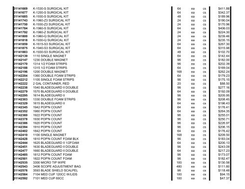 Kendall-Covidien 2009 Price List - Clarkson Laboratory and Supply