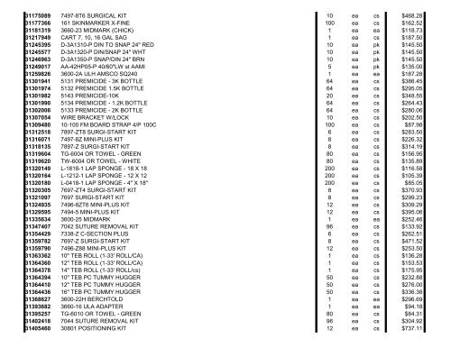 Kendall-Covidien 2009 Price List - Clarkson Laboratory and Supply