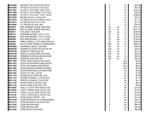 Kendall-Covidien 2009 Price List - Clarkson Laboratory and Supply